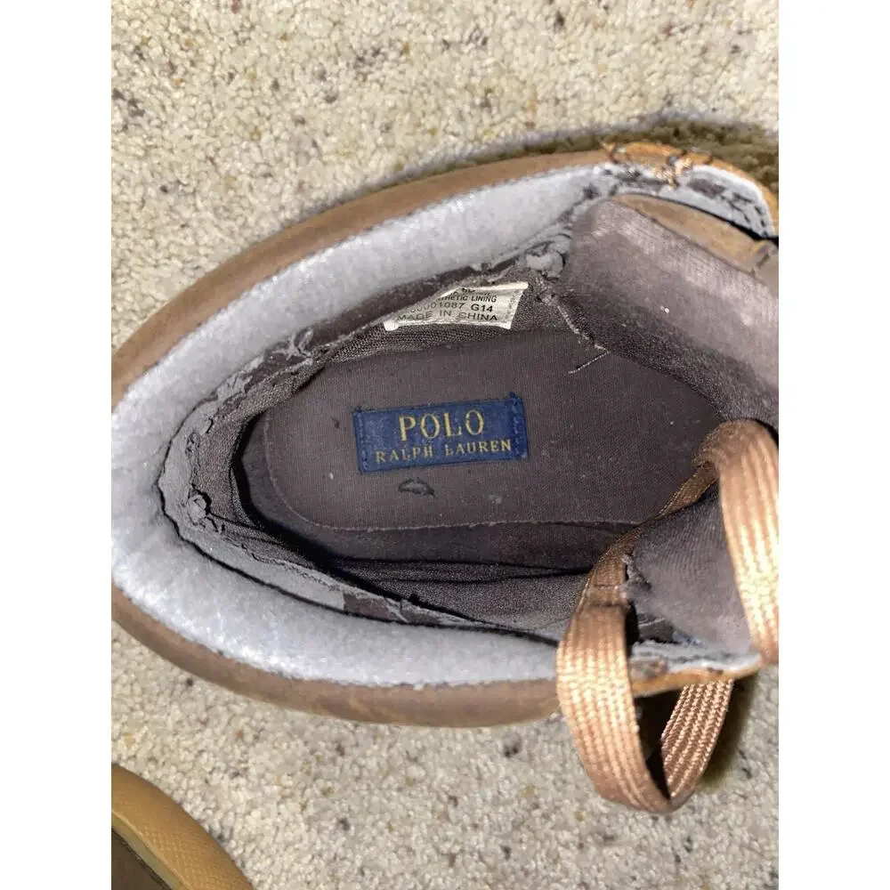 Polo Ralph Lauren Tedd Brown Leather High Top Sneakers Men’s 8D Preppy Moc Toe